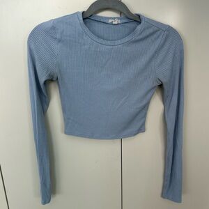 Garage Light Blue Ribbed Crop Top